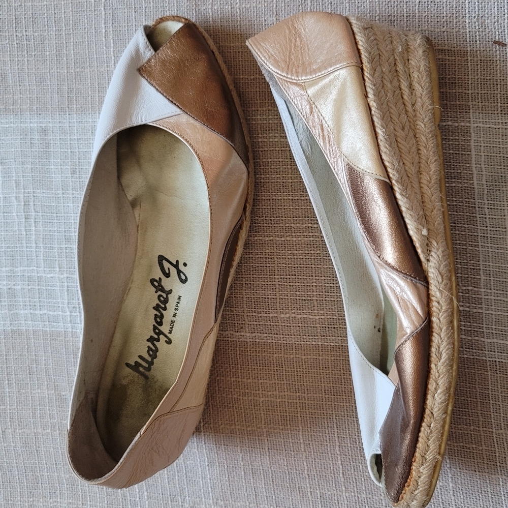 Vintage Patchwork Leather Wedges - image 2